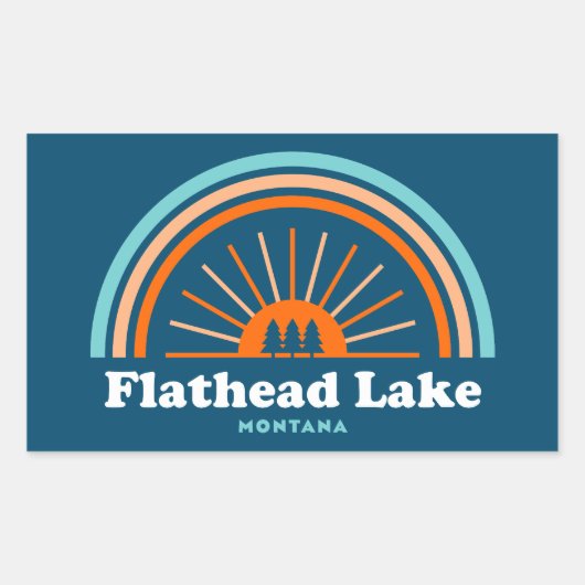 Sticker Rectangulaire Lac Flathead Montana Arc en ciel (Devant)