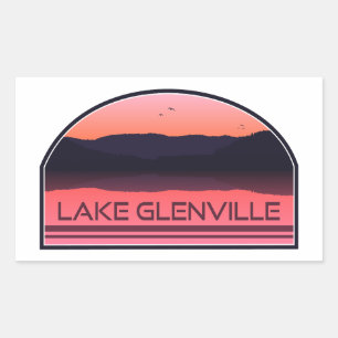 Sticker Rectangulaire Lac Glenville Caroline du Nord Red Sunrise