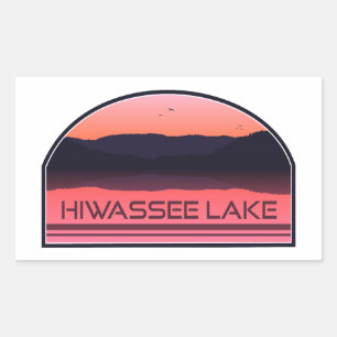 Sticker Rectangulaire Lac Hiwassee Caroline du Nord Sunrise rouge