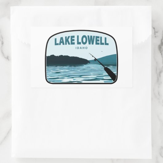 Sticker Rectangulaire Lac Lowell Idaho Cabane de pêche (Sac)