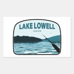 Sticker Rectangulaire Lac Lowell Idaho Cabane de pêche