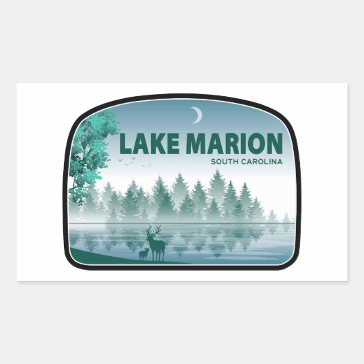 Sticker Rectangulaire Lac Marion Caroline du Sud Deer (Devant)