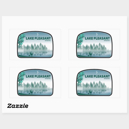 Sticker Rectangulaire Lac Pleasant Arizona Deer (Feuille)