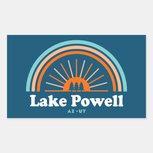 Sticker Rectangulaire Lac Powell Arizona Utah Rainbow (Devant)