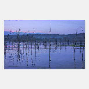 Sticker Rectangulaire Lac serein et brumeux après de fortes pluies autoc