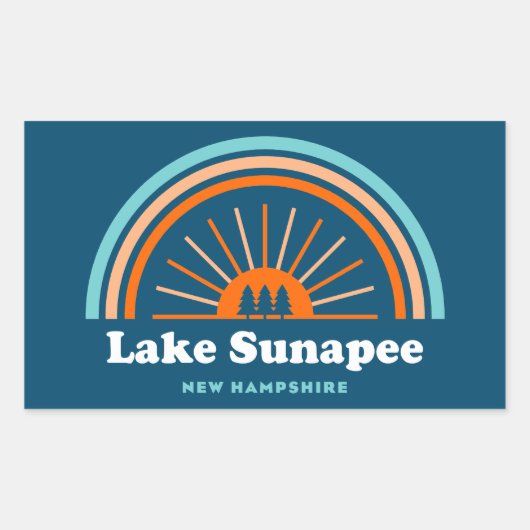 Sticker Rectangulaire Lac Sunapee New Hampshire Rainbow (Devant)