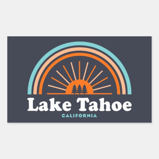 Sticker Rectangulaire Lac Tahoe California Rainbow (Devant)