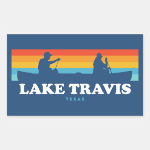Sticker Rectangulaire Lac Travis Austin Texas Canoë