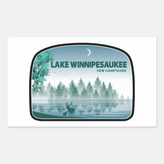 Sticker Rectangulaire Lac Winnipesaukee New Hampshire Deer (Devant)