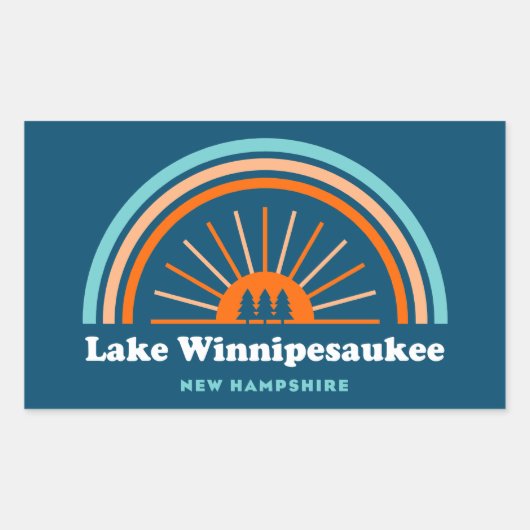 Sticker Rectangulaire Lac Winnipesaukee New Hampshire Rainbow (Devant)