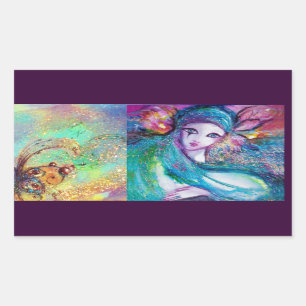 Sticker Rectangulaire LADY BLUE MASK Masques vénitiennes