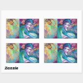 Sticker Rectangulaire LADY BLUE MASK Venetian Masquerade Party (Feuille)