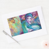 Sticker Rectangulaire LADY BLUE MASK Venetian Masquerade Party (Enveloppe)