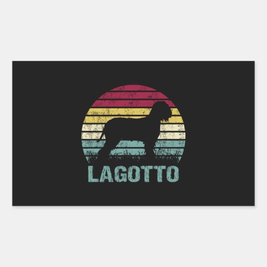 Sticker Rectangulaire Lagotto Romagnolo Retro Vintage Silhouette Circle (Devant)