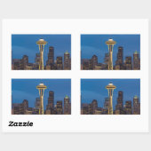 Sticker Rectangulaire L'aiguille de l'espace et Seattle du centre (Feuille)