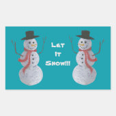 Sticker Rectangulaire Laisse-le neiger ! ! ! Bonhomme de neige (Devant)