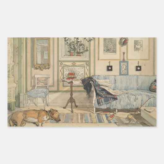 Sticker Rectangulaire Laisser Dormir Les Chiens Mentir L'Aquarelle Suédo (Devant)