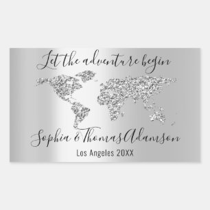Sticker Rectangulaire Laisser L'Aventure Commencer Mariage World Map Gre