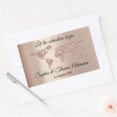 Sticker Rectangulaire Laisser l'aventure commencer Mariage World Rose Go (Enveloppe)