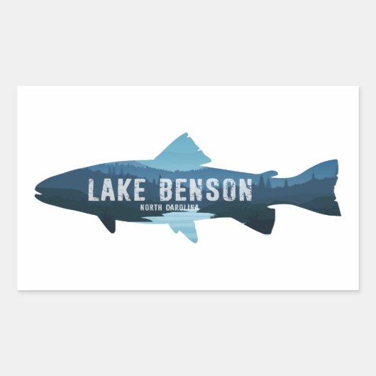 Sticker Rectangulaire Lake Benson North Carolina Fish (Devant)