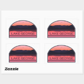 Sticker Rectangulaire Lake George New York Red Sunrise (Feuille)