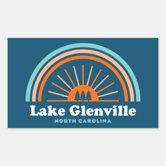 Sticker Rectangulaire Lake Glenville North Carolina Rainbow (Devant)