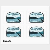 Sticker Rectangulaire Lake Placid New York Fishing Rod (Feuille)