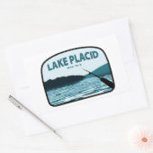 Sticker Rectangulaire Lake Placid New York Fishing Rod (Enveloppe)