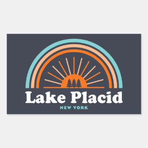 Sticker Rectangulaire Lake Placid New York Rainbow