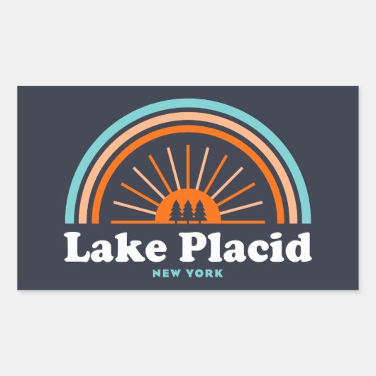 Sticker Rectangulaire Lake Placid New York Rainbow (Devant)