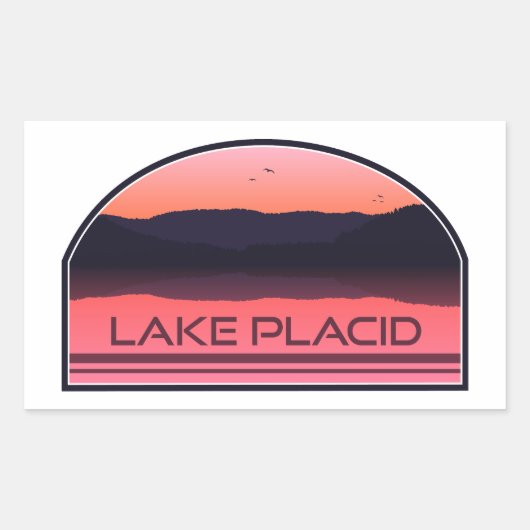 Sticker Rectangulaire Lake Placid New York Red Sunrise (Devant)