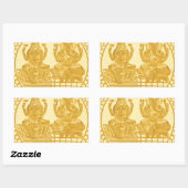 STICKER RECTANGULAIRE LAKSHMI ET GANESH GOLD COIN DESIGN (Feuille)