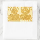 STICKER RECTANGULAIRE LAKSHMI ET GANESH GOLD COIN DESIGN (Sac)