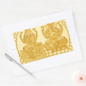 STICKER RECTANGULAIRE LAKSHMI ET GANESH GOLD COIN DESIGN (Enveloppe)