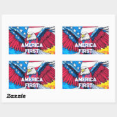 Sticker Rectangulaire L'Amérique, premier aigle patriotique (Feuille)