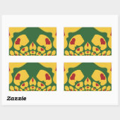 Sticker Rectangulaire L'amour à Rasta Couleurs : Coeurs de reggae (Feuille)