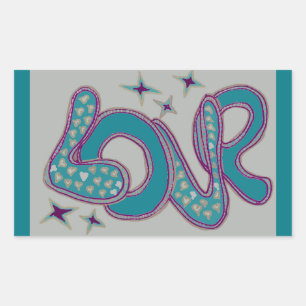 Sticker Rectangulaire L'amour dans le style années 1960