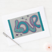 Sticker Rectangulaire L'amour dans le style années 1960 (Enveloppe)