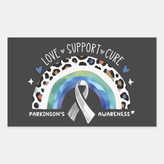 Sticker Rectangulaire L'amour de la sensibilisation à la maladie de Park (Devant)