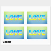 Sticker Rectangulaire L'AMOUR en bleu et jaune pour l'Ukraine Ukrainien (Feuille)