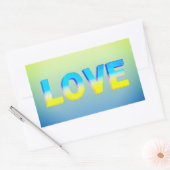 Sticker Rectangulaire L'AMOUR en bleu et jaune pour l'Ukraine Ukrainien (Enveloppe)