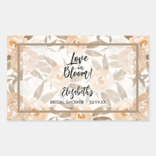 Sticker Rectangulaire L'amour en fleur Pêche Rustique Pêche Florale