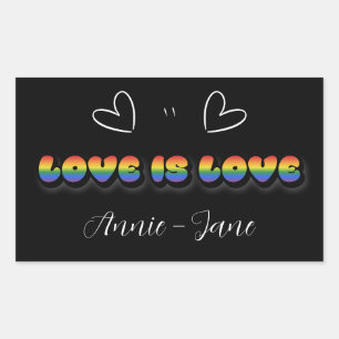 Sticker Rectangulaire L'amour est amour arc-en-ciel LGBTQ