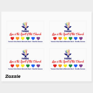Sticker Rectangulaire L'amour est l'Esprit - Coeurs arc-en-ciel
