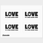 Sticker Rectangulaire L'amour est un mot à quatre pattes (Feuille)