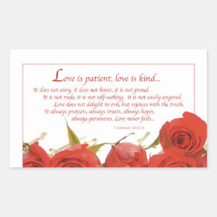 Sticker Rectangulaire L'amour est une rose rouge patiente