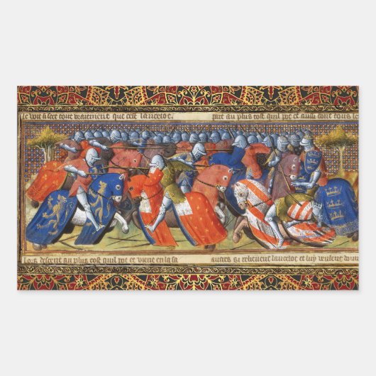 Sticker Rectangulaire Lancelot du lac dans le tournoi de Camelot (Devant)