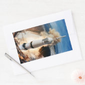 Sticker Rectangulaire Lancement de la fusée Apollo Saturn V vers la Lune (Enveloppe)