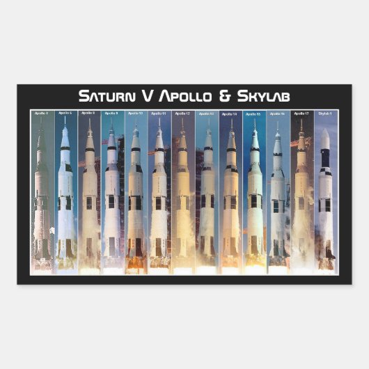 Sticker Rectangulaire Lancement de la fusée Saturn V Moon (Devant)