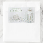 Sticker Rectangulaire lanterne blanche de Noël ornée de neige (Sac)